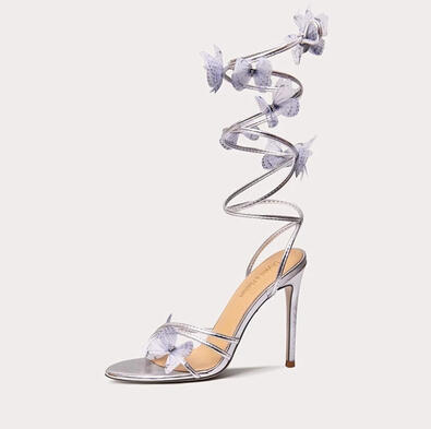 White Christmas Strappy Heels