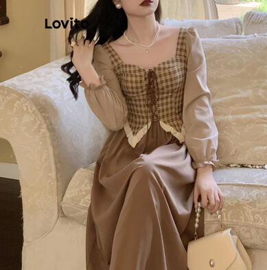 Brown Tie Front Dress