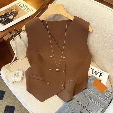 Brown V-Neck Vest