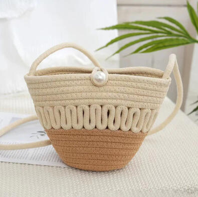 Pearl Straw Bucket Messenger Bag